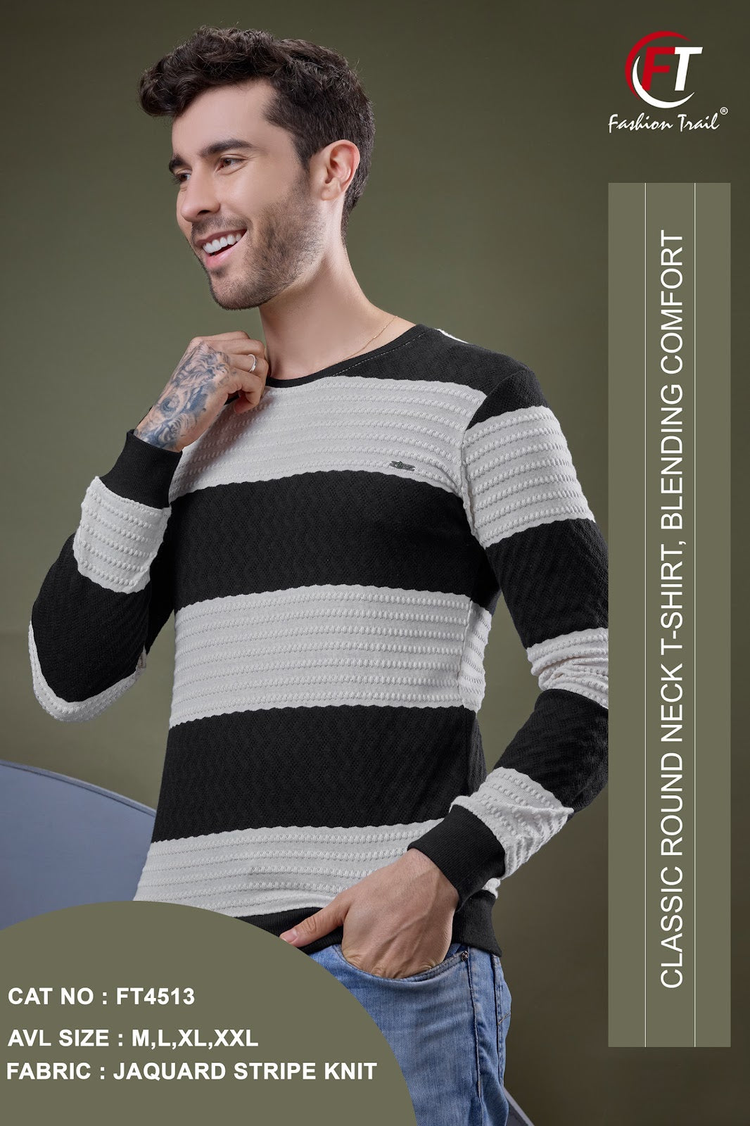 D No 4513 Fashion Trail Jacquard Mens Tshirts Manufacturer Gujarat