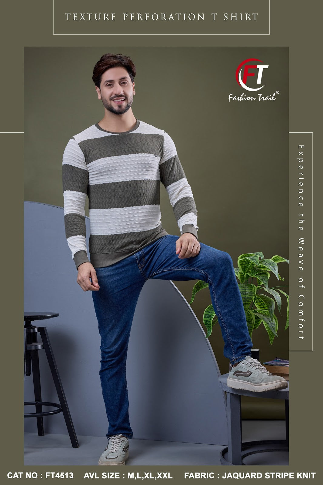 D No 4513 Fashion Trail Jacquard Mens Tshirts Manufacturer Gujarat