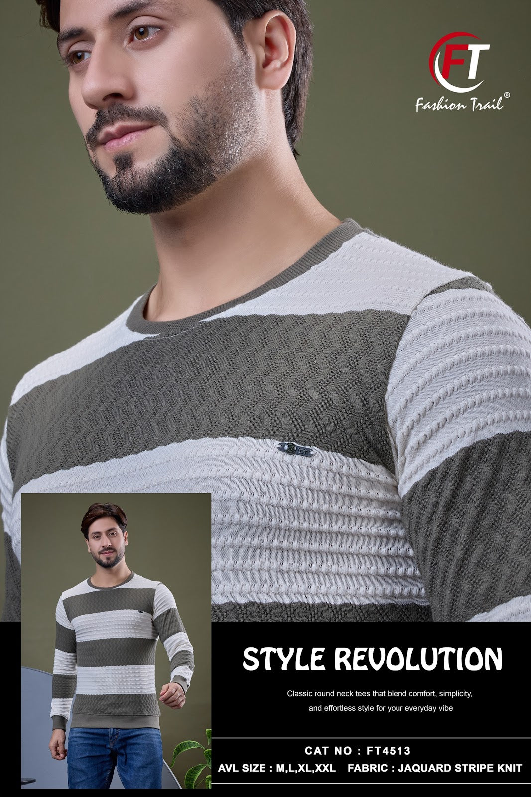 D No 4513 Fashion Trail Jacquard Mens Tshirts Manufacturer Gujarat