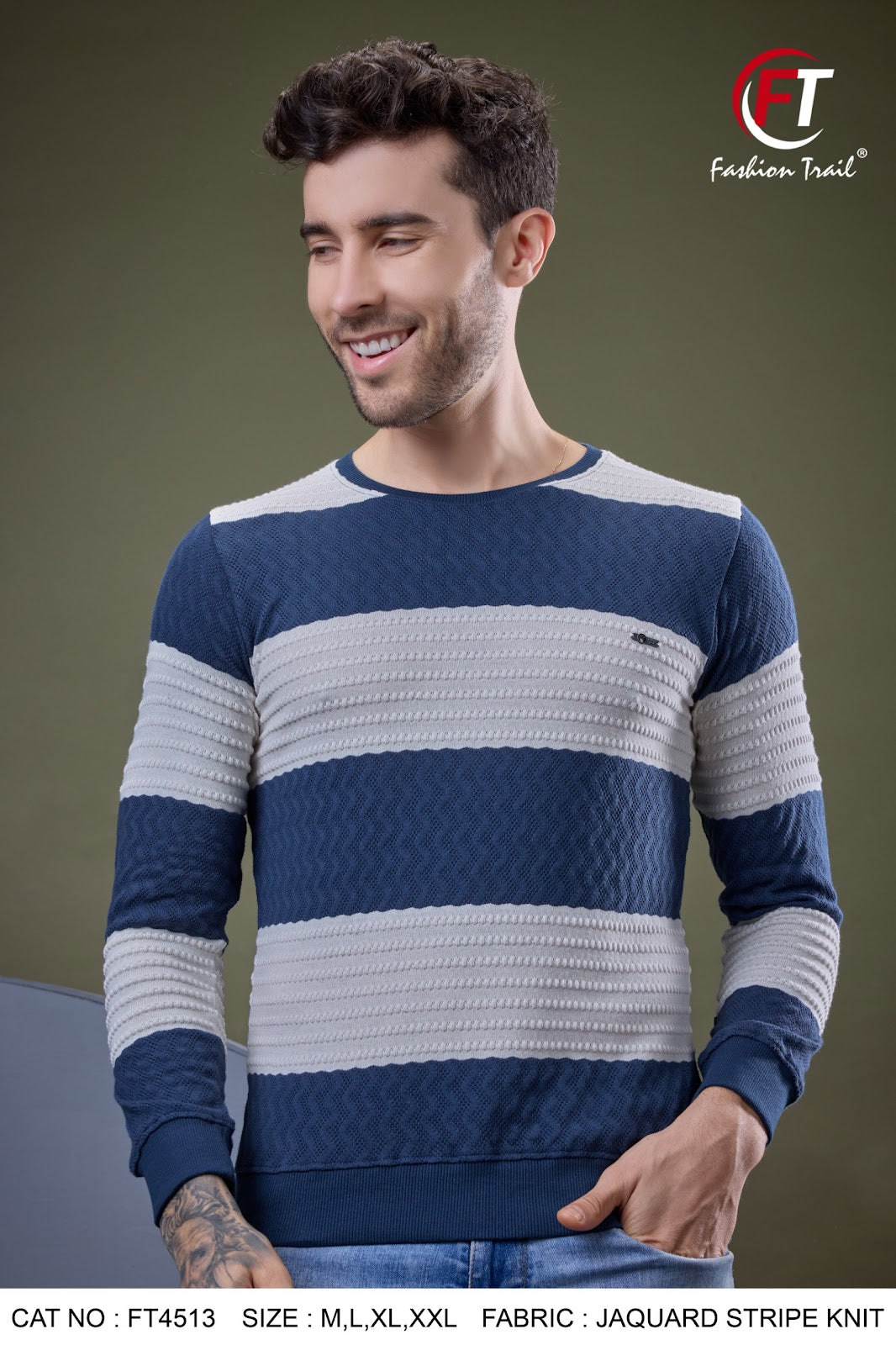 D No 4513 Fashion Trail Jacquard Mens Tshirts Manufacturer Gujarat