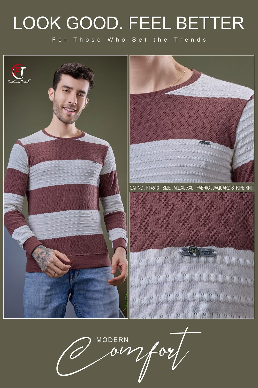 D No 4513 Fashion Trail Jacquard Mens Tshirts Manufacturer Gujarat