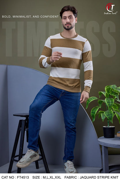 D No 4513 Fashion Trail Jacquard Mens Tshirts Manufacturer Gujarat