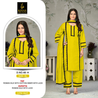 D No 48 Khas Roman Silk Pakistani Readymade Suits Wholesale Price
