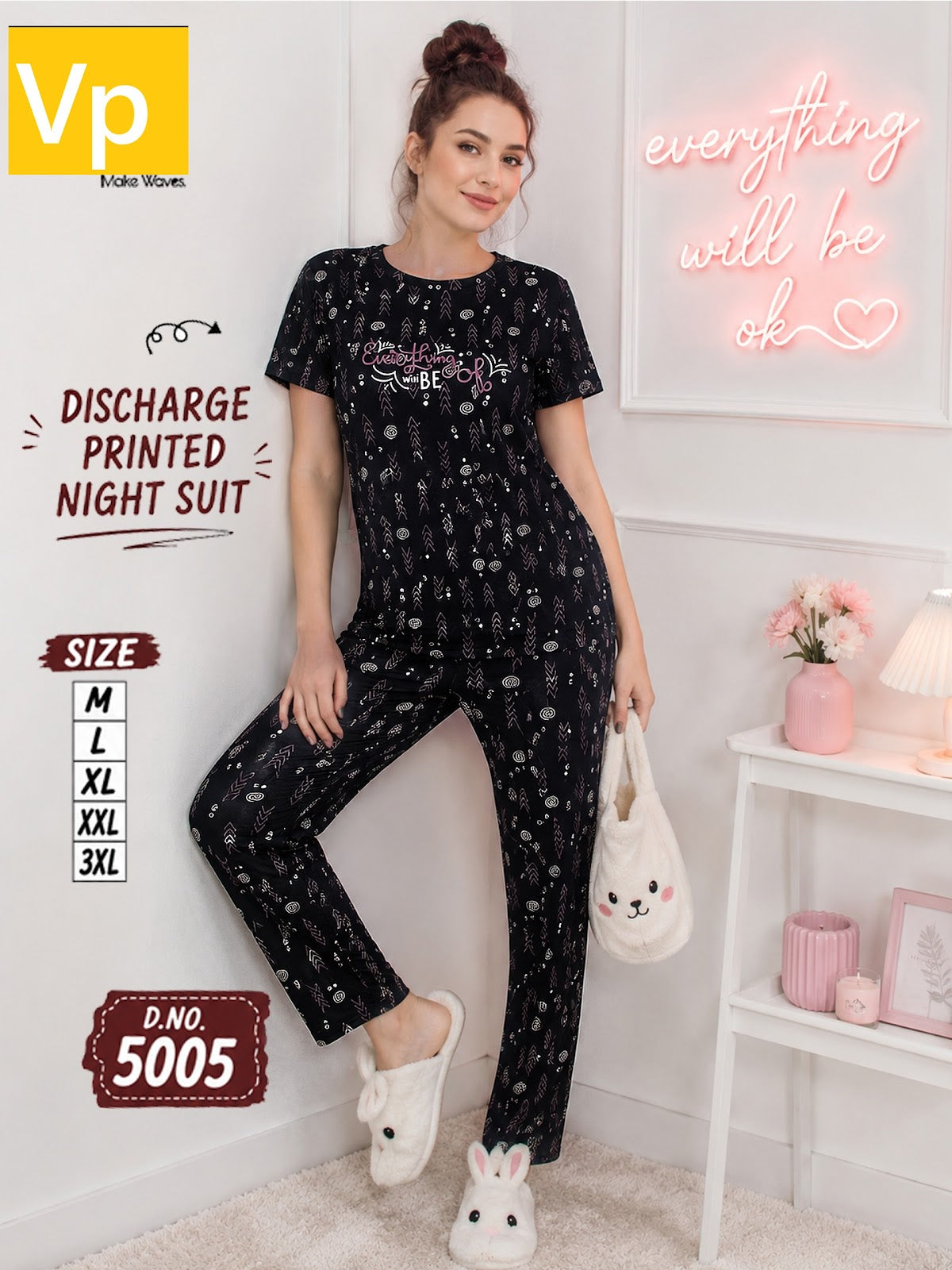 D No 5005 2706 Vp Hosiery Cotton Pyjama Night Suits Wholesaler