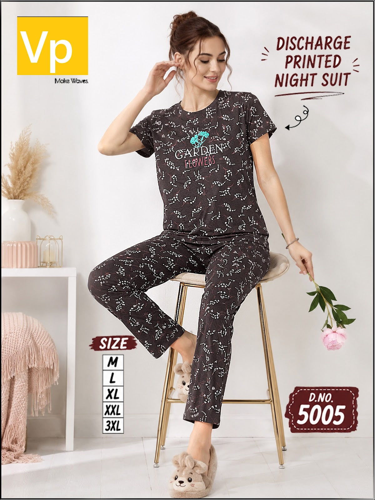 D No 5005 2706 Vp Hosiery Cotton Pyjama Night Suits Wholesaler