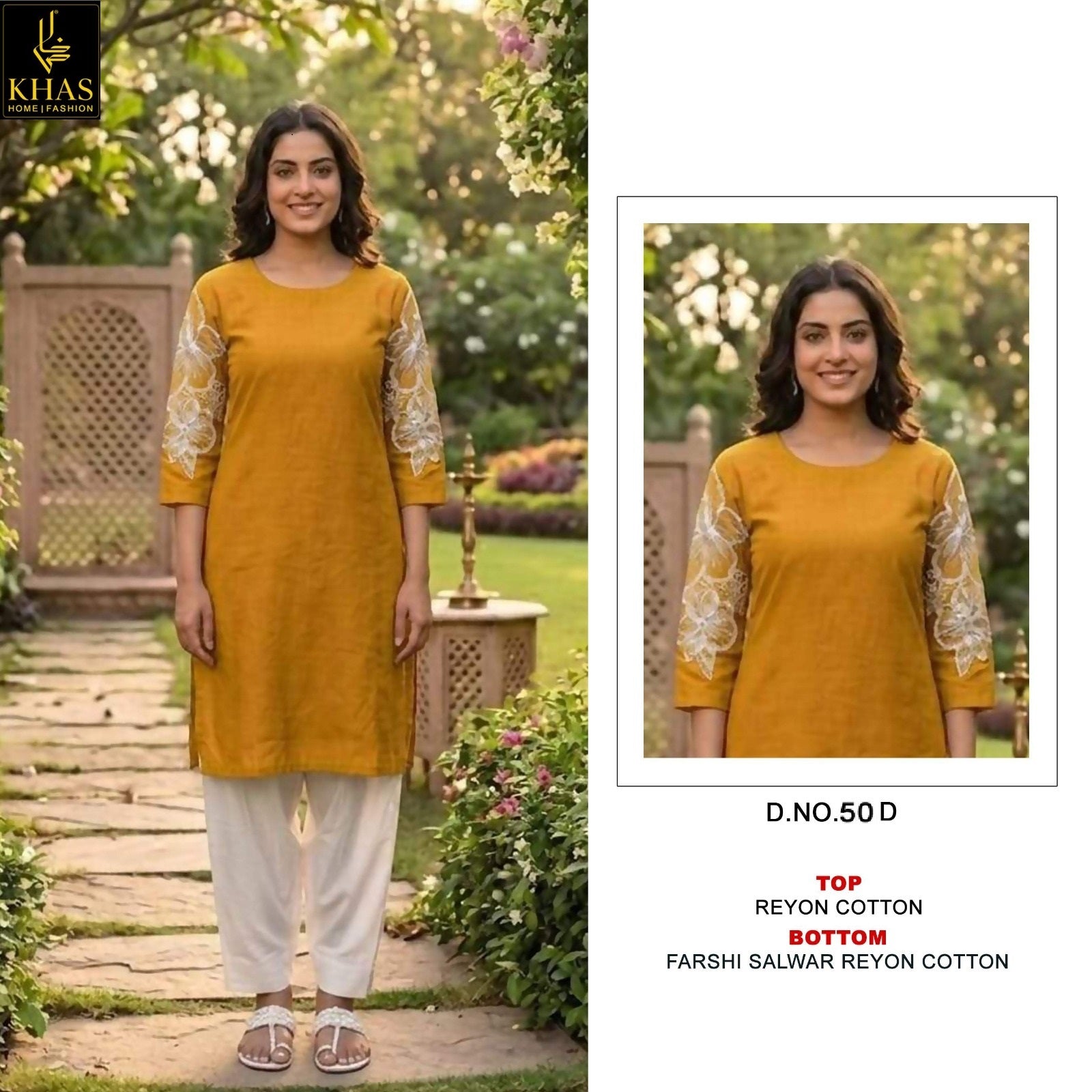 D No 50 Khas Reyon Kurti Bottom Set Manufacturer Ahmedabad