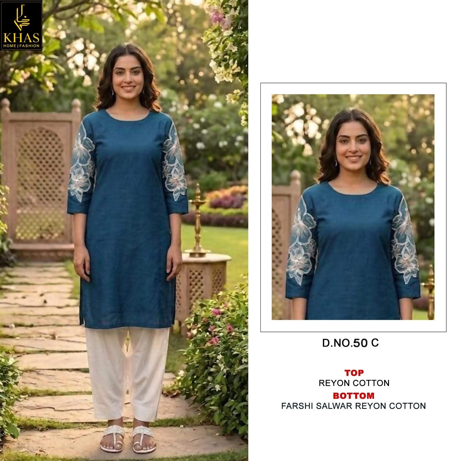 D No 50 Khas Reyon Kurti Bottom Set Manufacturer Ahmedabad