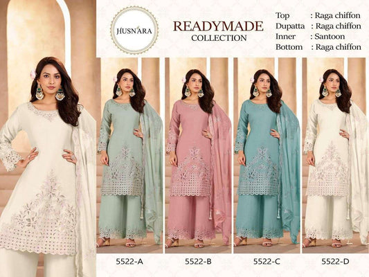 D No 5522 Husnara Chiffon Pakistani Readymade Suits Supplier Ahmedabad
