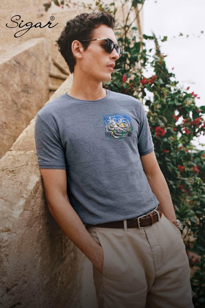 D No 5626 Side Embroidery Sigar Jacquard Mens Tshirts Supplier India