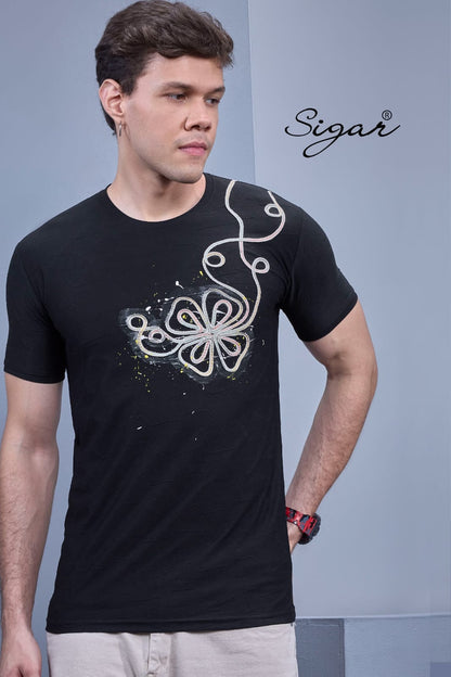 D No 5626 Side Embroidery Sigar Jacquard Mens Tshirts Supplier India