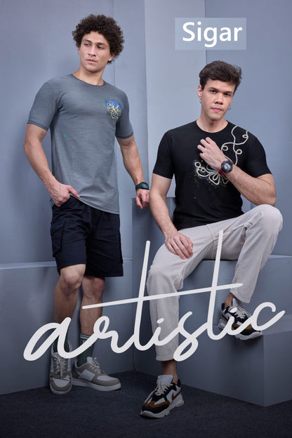 D No 5626 Side Embroidery Sigar Jacquard Mens Tshirts Supplier India