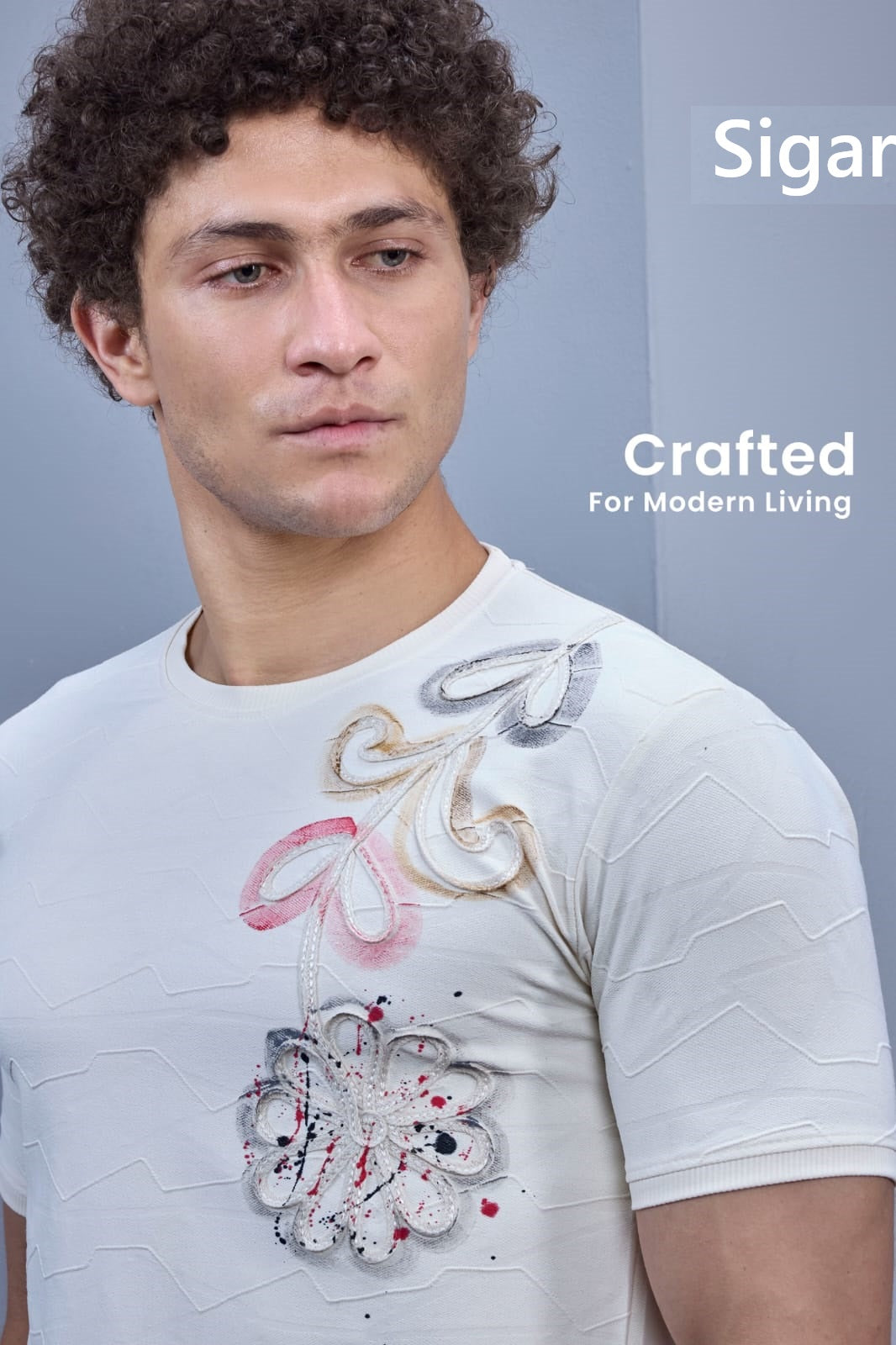 D No 5626 Side Embroidery Sigar Jacquard Mens Tshirts Supplier India
