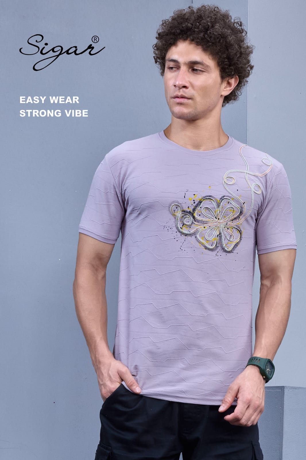 D No 5626 Side Embroidery Sigar Jacquard Mens Tshirts Supplier India