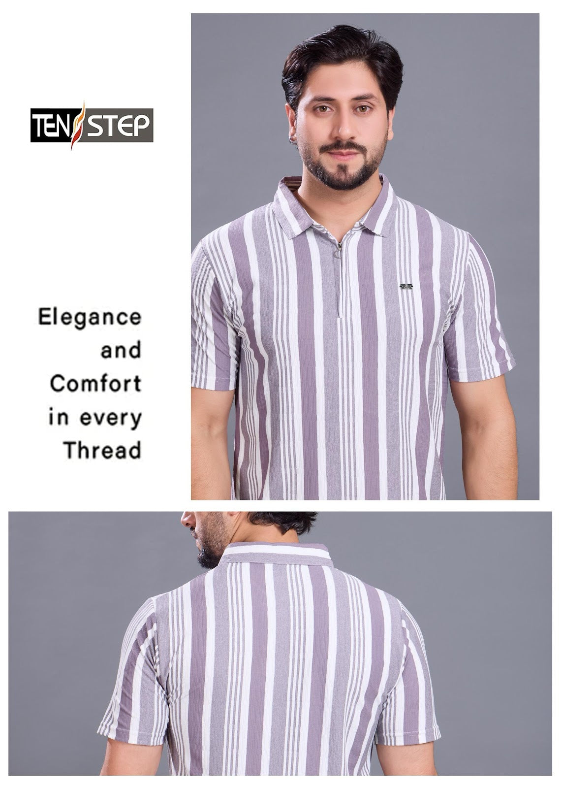 D No 679 Ten Step Vertical Strips Lycra Mens Tshirts Wholesaler Ahmedabad