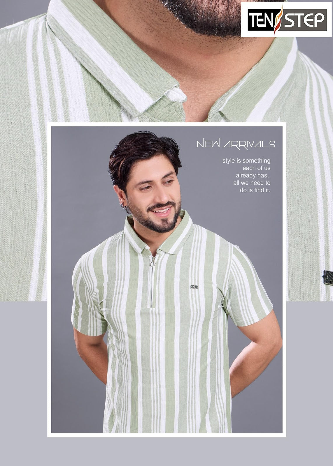 D No 679 Ten Step Vertical Strips Lycra Mens Tshirts Wholesaler Ahmedabad