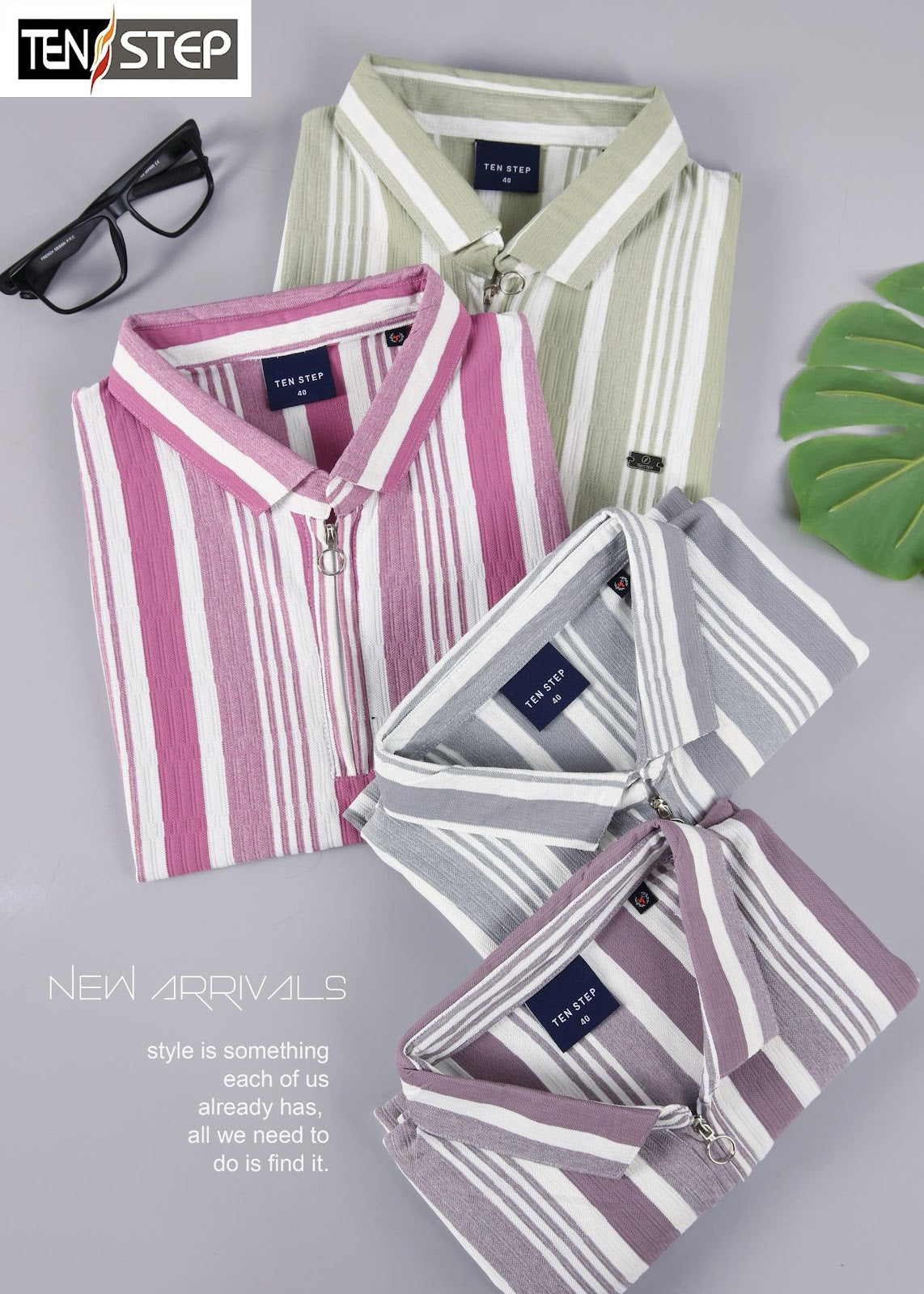 D No 679 Ten Step Vertical Strips Lycra Mens Tshirts Wholesaler Ahmedabad