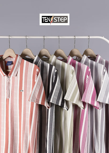 D No 679 Ten Step Vertical Strips Lycra Mens Tshirts Wholesaler Ahmedabad