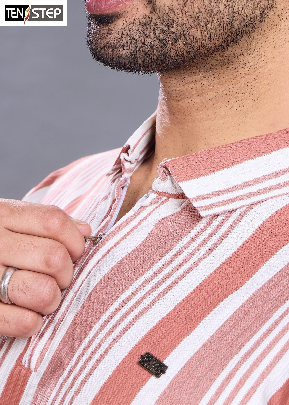 D No 679 Ten Step Vertical Strips Lycra Mens Tshirts Wholesaler Ahmedabad