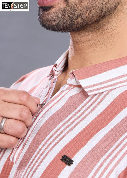 D No 679 Ten Step Vertical Strips Lycra Mens Tshirts Wholesaler Ahmedabad