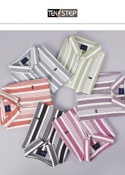 D No 679 Ten Step Vertical Strips Lycra Mens Tshirts Wholesaler Ahmedabad