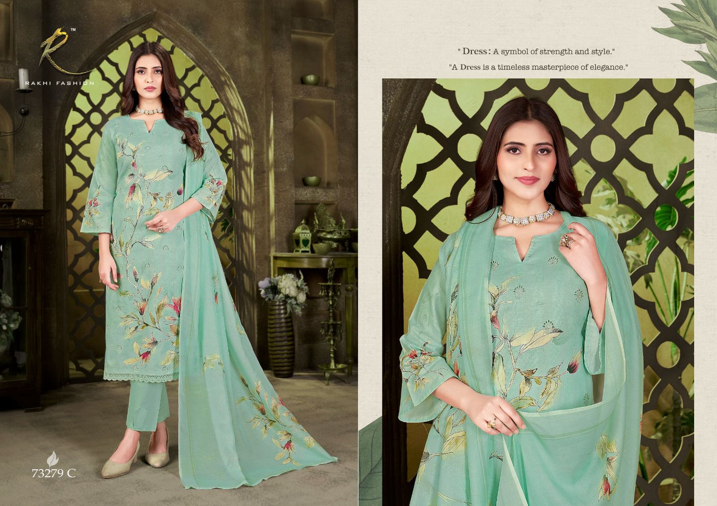 D No 73279 Rakhi Fashion Cotton Pant Style Suits Supplier