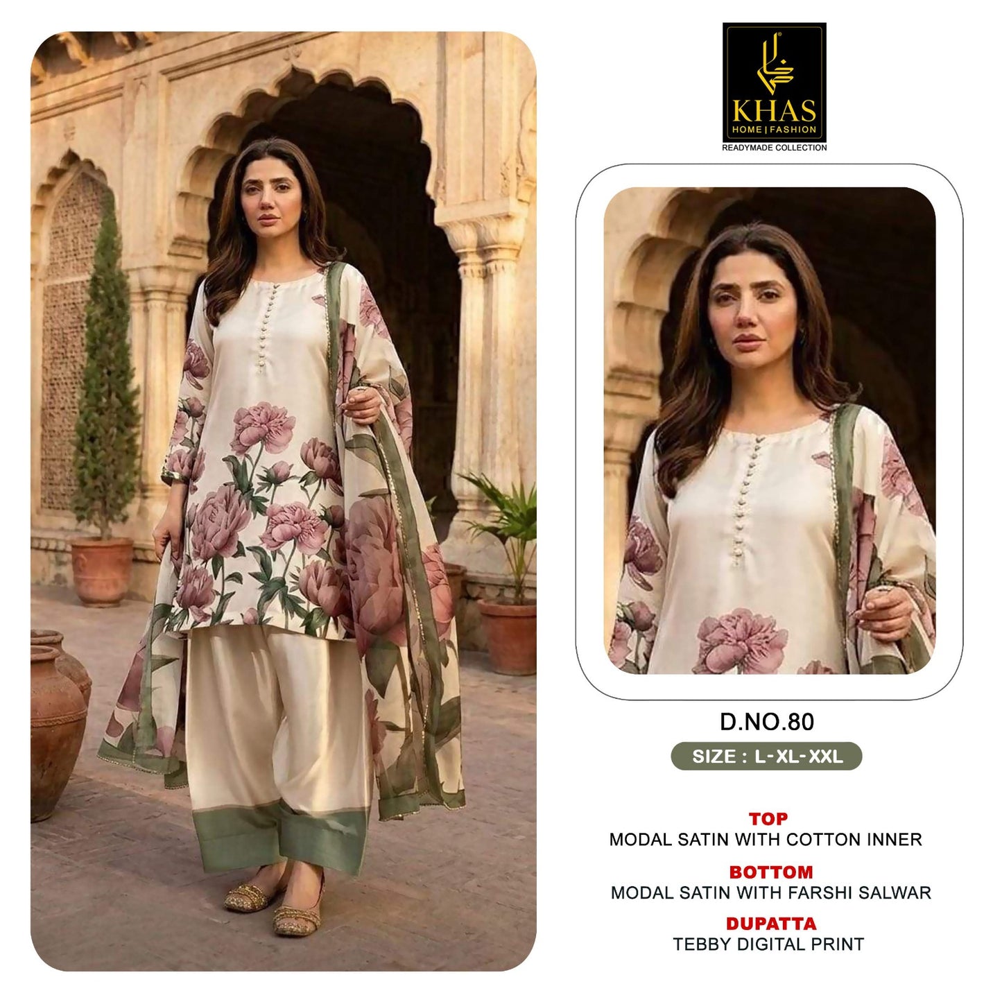 D No 80 To 87 Khas Satin Pakistani Readymade Suits Supplier