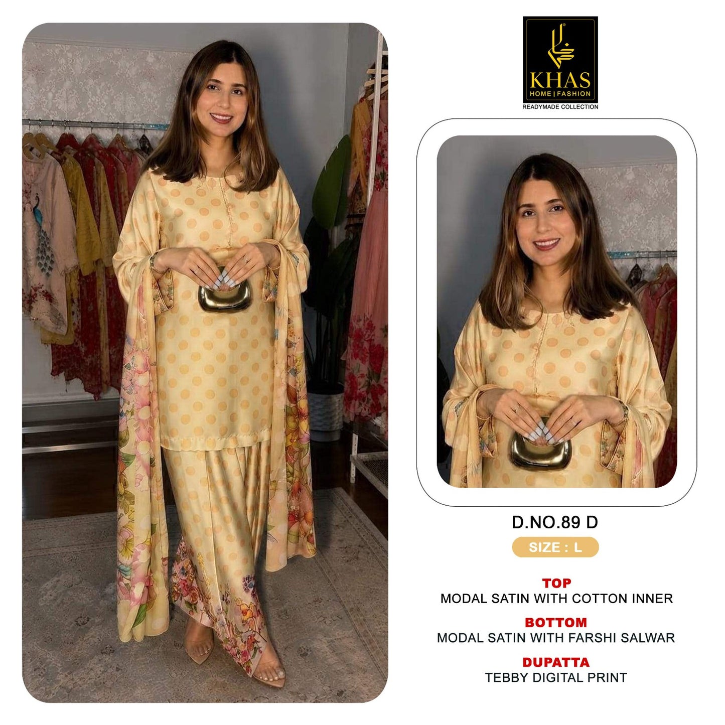 D No 89 Khas Satin Pakistani Readymade Suits Wholesaler India