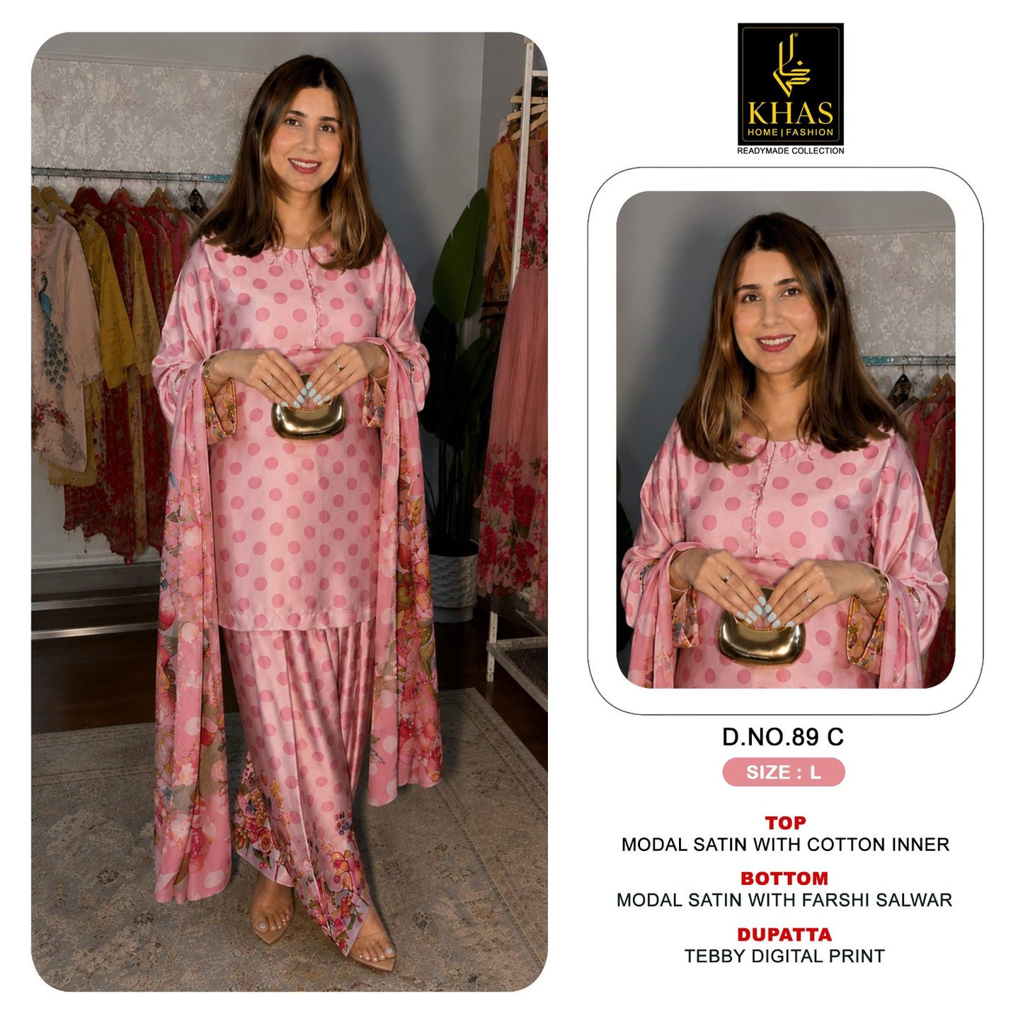 D No 89 Khas Satin Pakistani Readymade Suits Wholesaler India