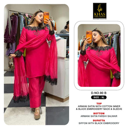 D No 90 Khas Armani Satin Pakistani Readymade Suits Manufacturer India