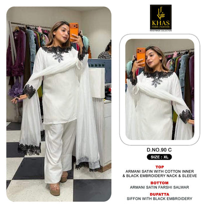 D No 90 Khas Armani Satin Pakistani Readymade Suits Manufacturer India