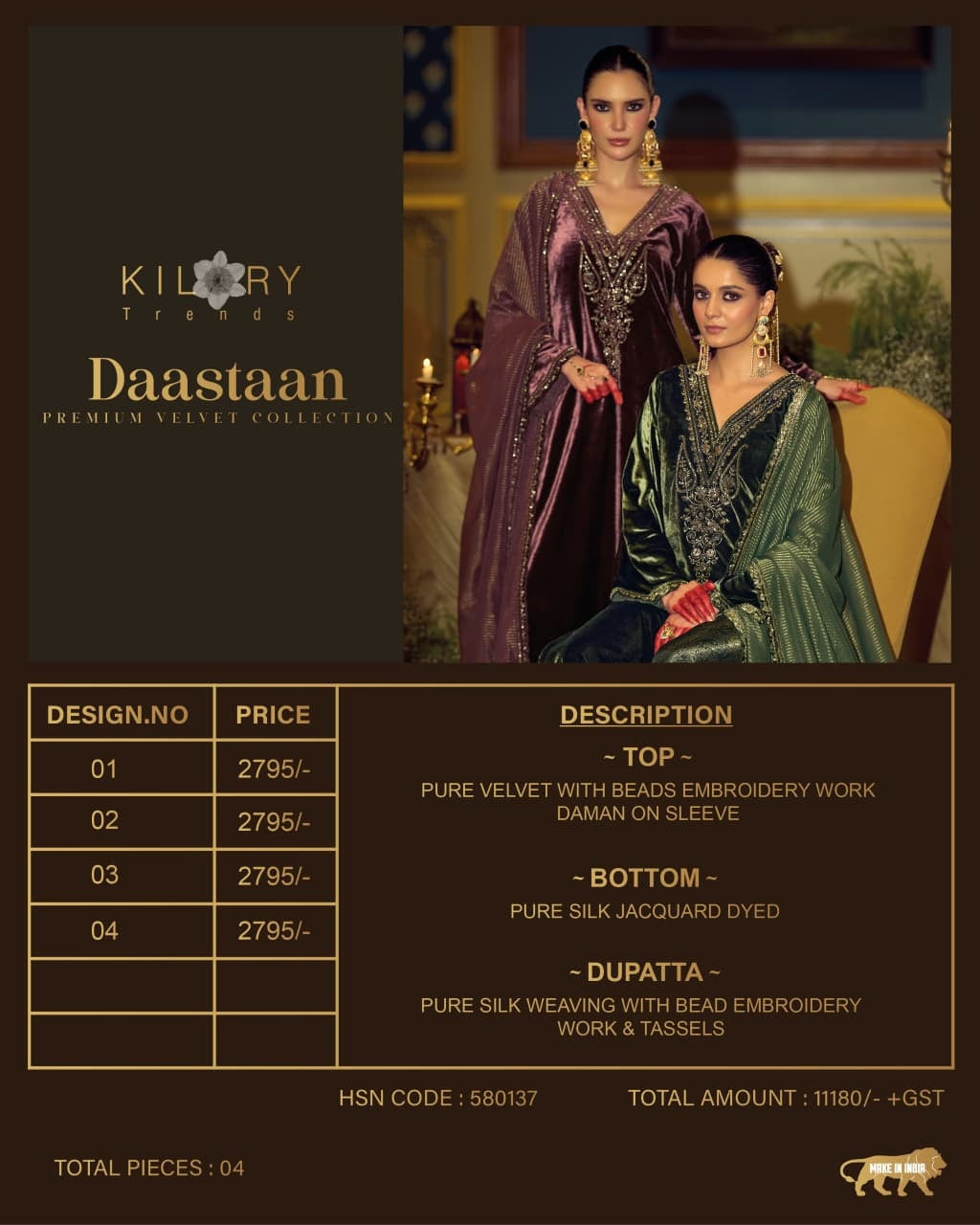 Daastaan Kilory Velvet Suits Supplier