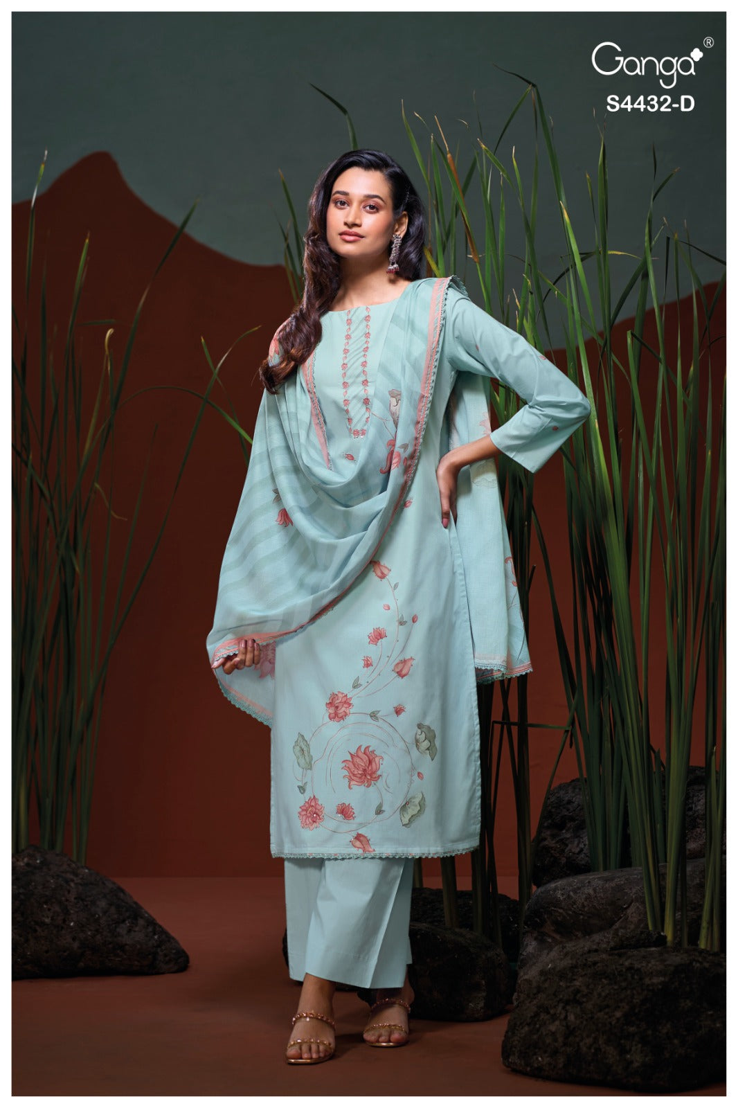 Dahlina 4432 Ganga Cotton Plazzo Style Suits Supplier Ahmedabad