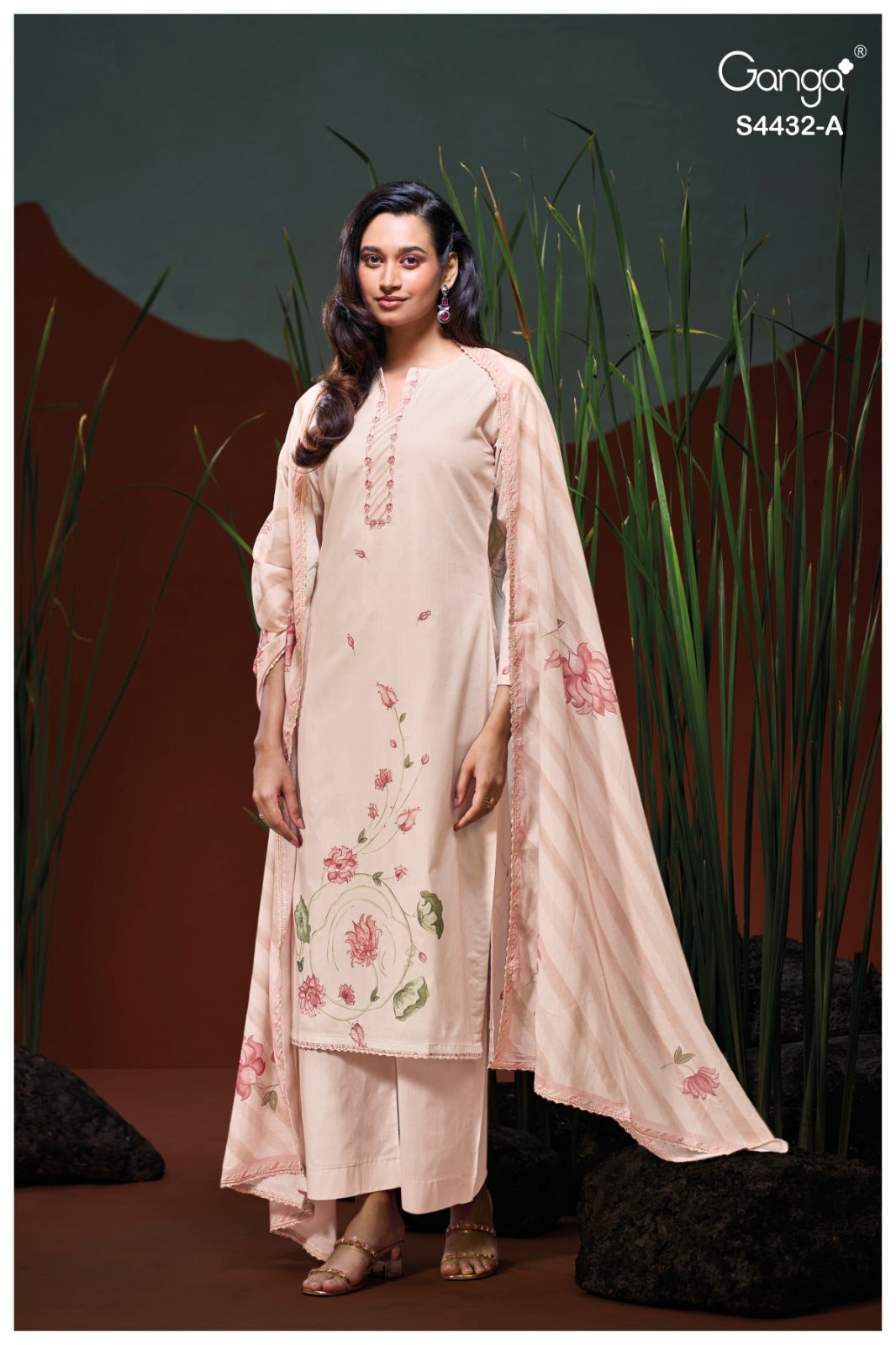 Dahlina 4432 Ganga Cotton Plazzo Style Suits Supplier Ahmedabad