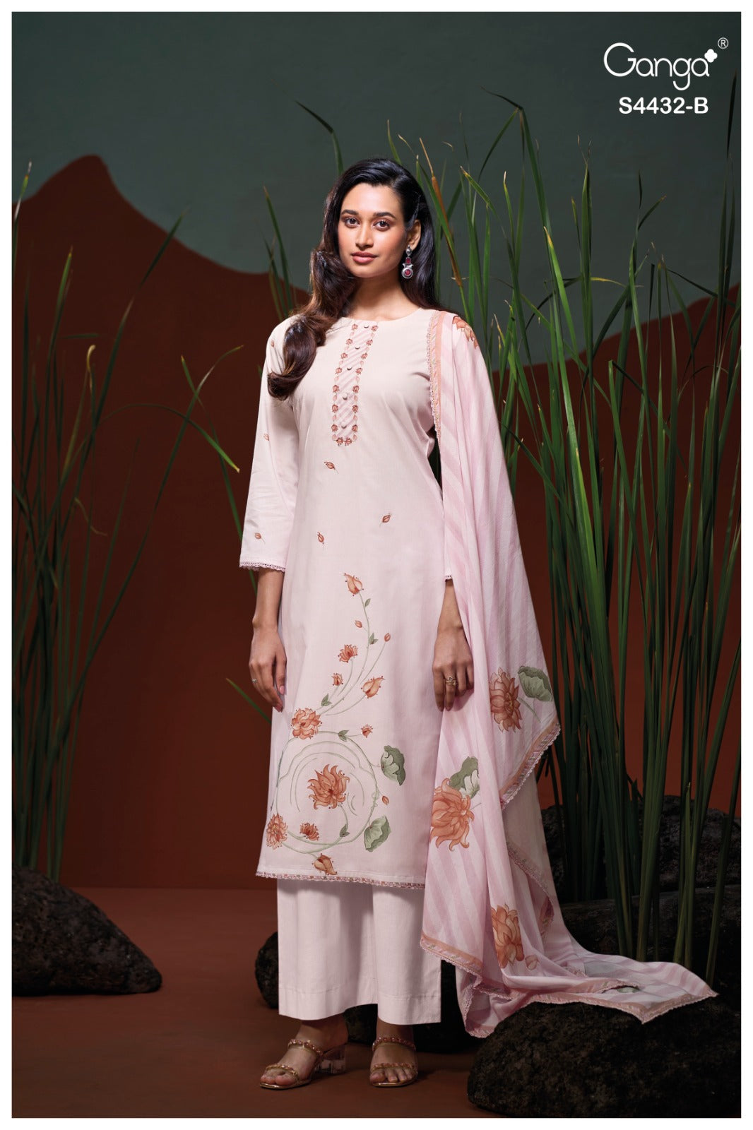 Dahlina 4432 Ganga Cotton Plazzo Style Suits Supplier Ahmedabad