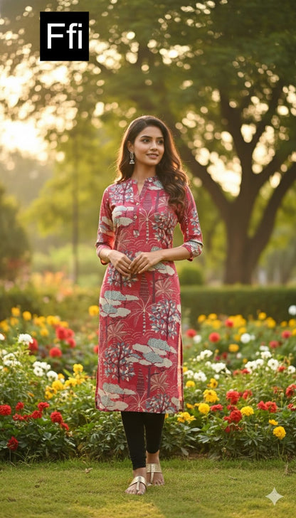 Daily Wear Ffi Modal Silk Straight Cut Kurtis Wholesale
