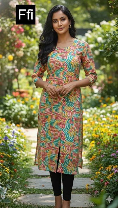 Daily Wear Ffi Modal Silk Straight Cut Kurtis Wholesale