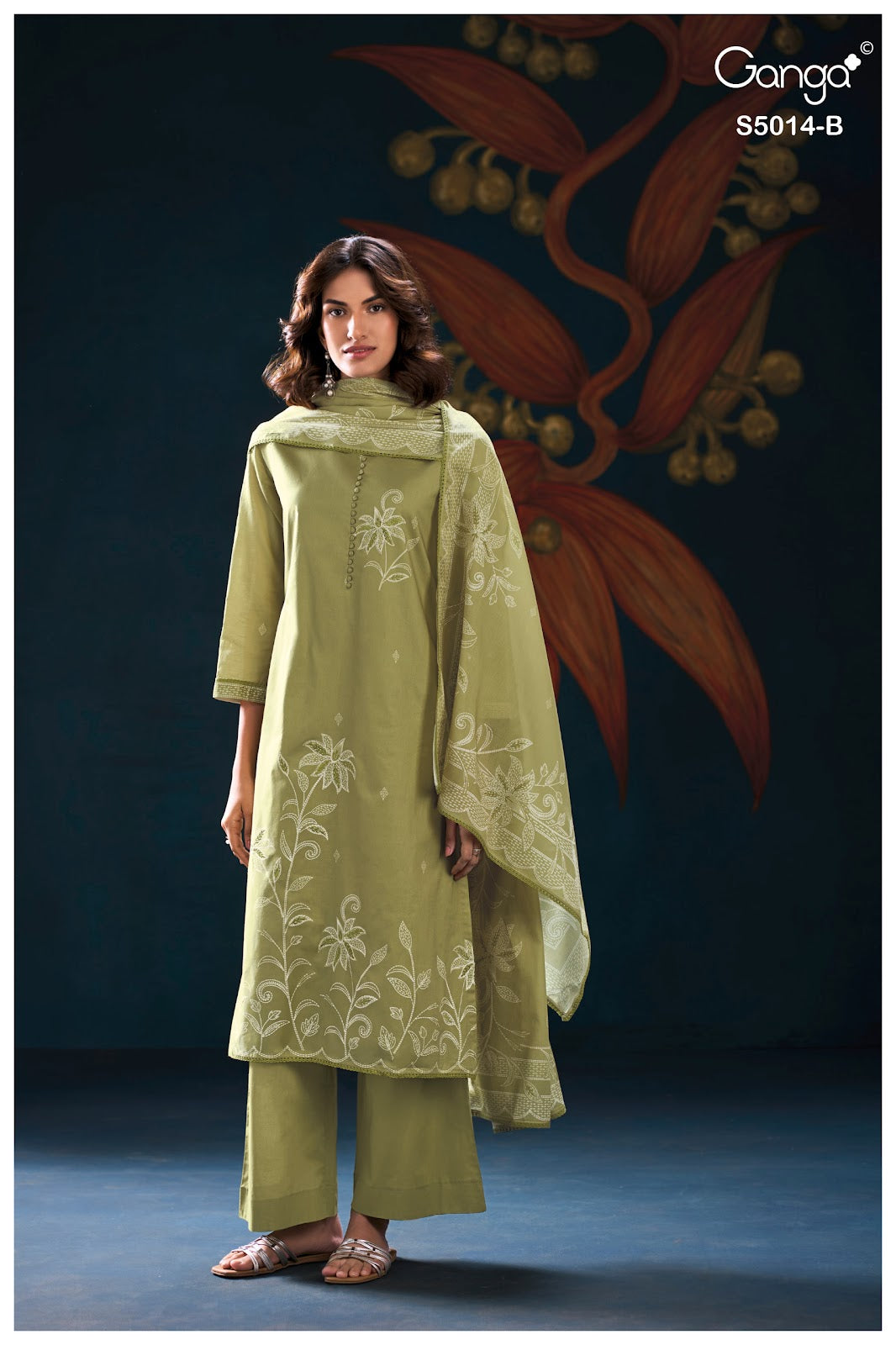 Daira S5014 Ganga Cotton Plazzo Style Suits Wholesale Price