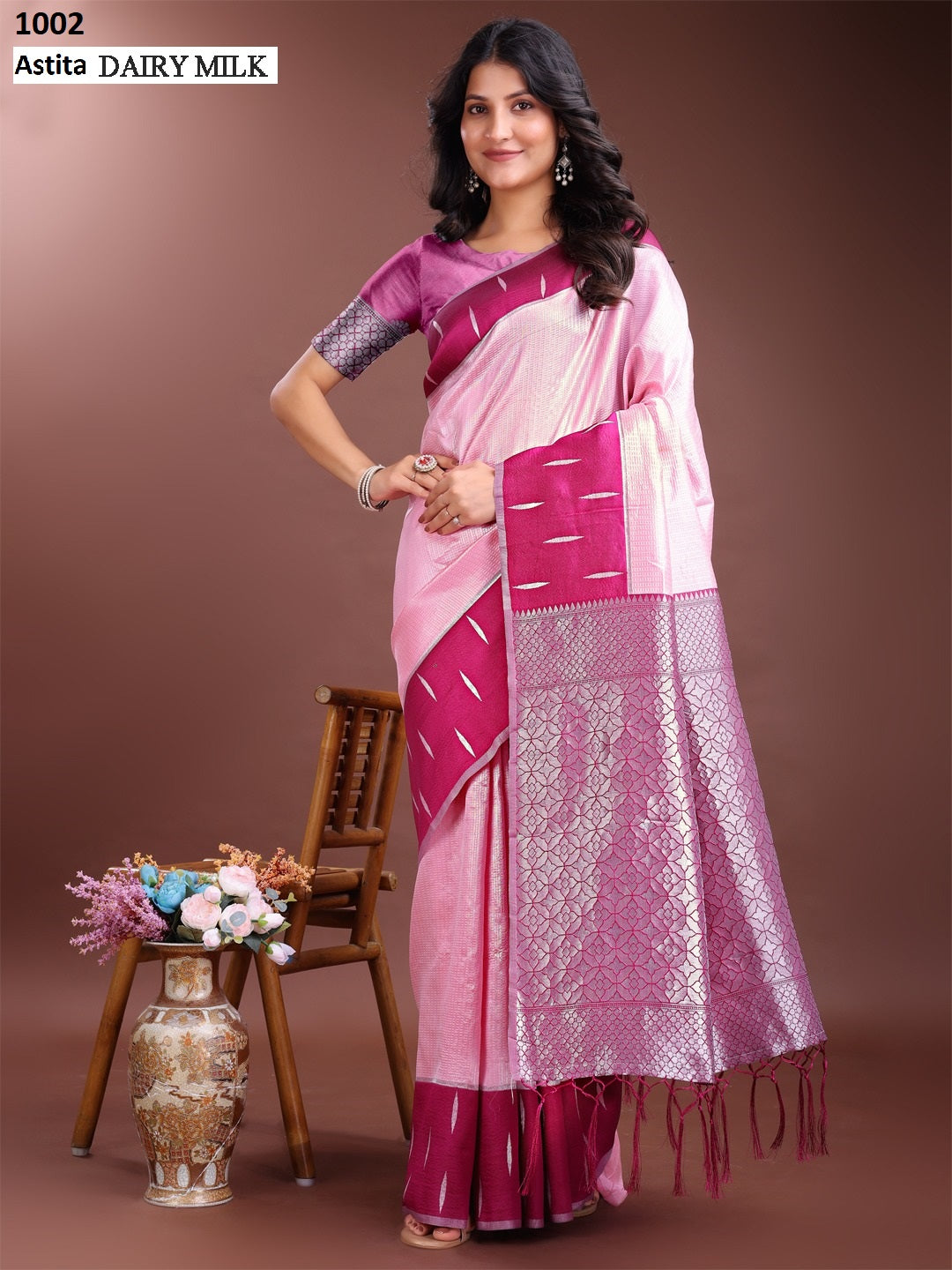 Dairy Milk 1001-1008 Astita Silk Sarees Wholesale Rate