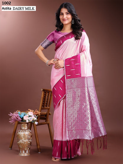 Dairy Milk 1001-1008 Astita Silk Sarees Wholesale Rate
