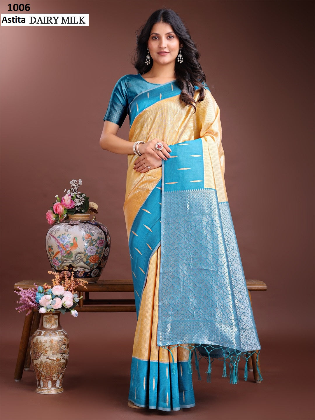 Dairy Milk 1001-1008 Astita Silk Sarees Wholesale Rate