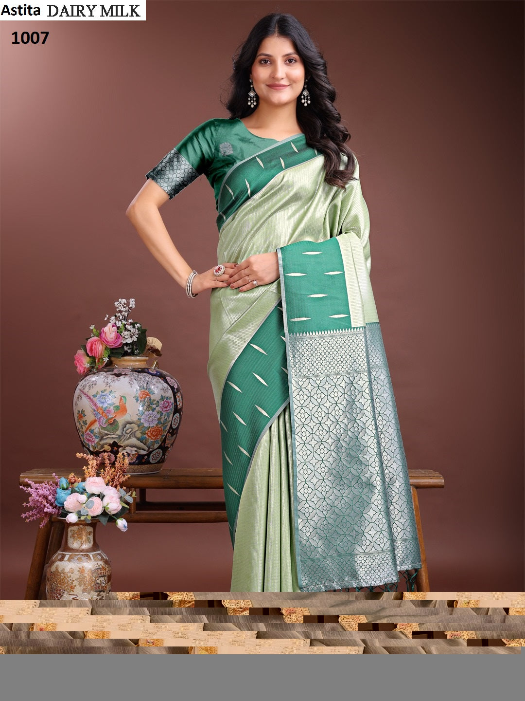 Dairy Milk 1001-1008 Astita Silk Sarees Wholesale Rate
