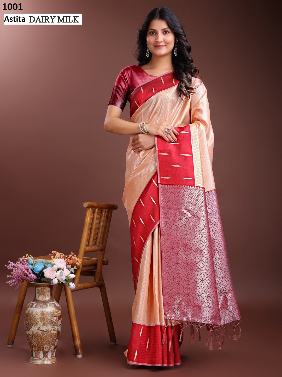 Dairy Milk 1001-1008 Astita Silk Sarees Wholesale Rate