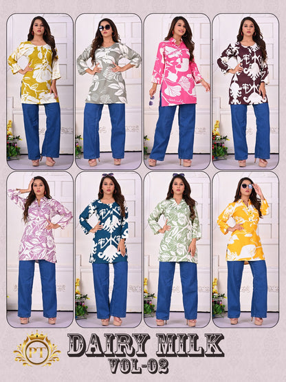 Dairy Milk Vol 2 Pt Rayon 14Kg Short Kurtis Wholesale Price