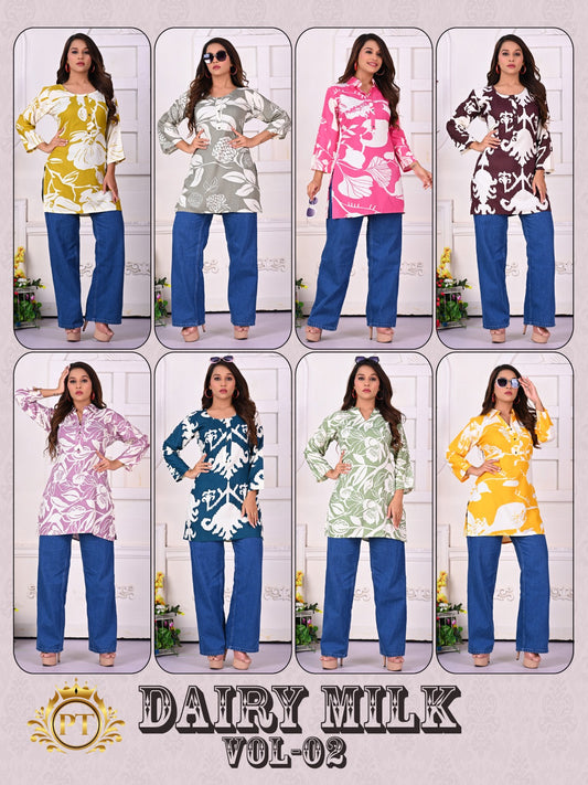 Dairy Milk Vol 2 Pt Rayon 14Kg Short Kurtis Wholesale Price