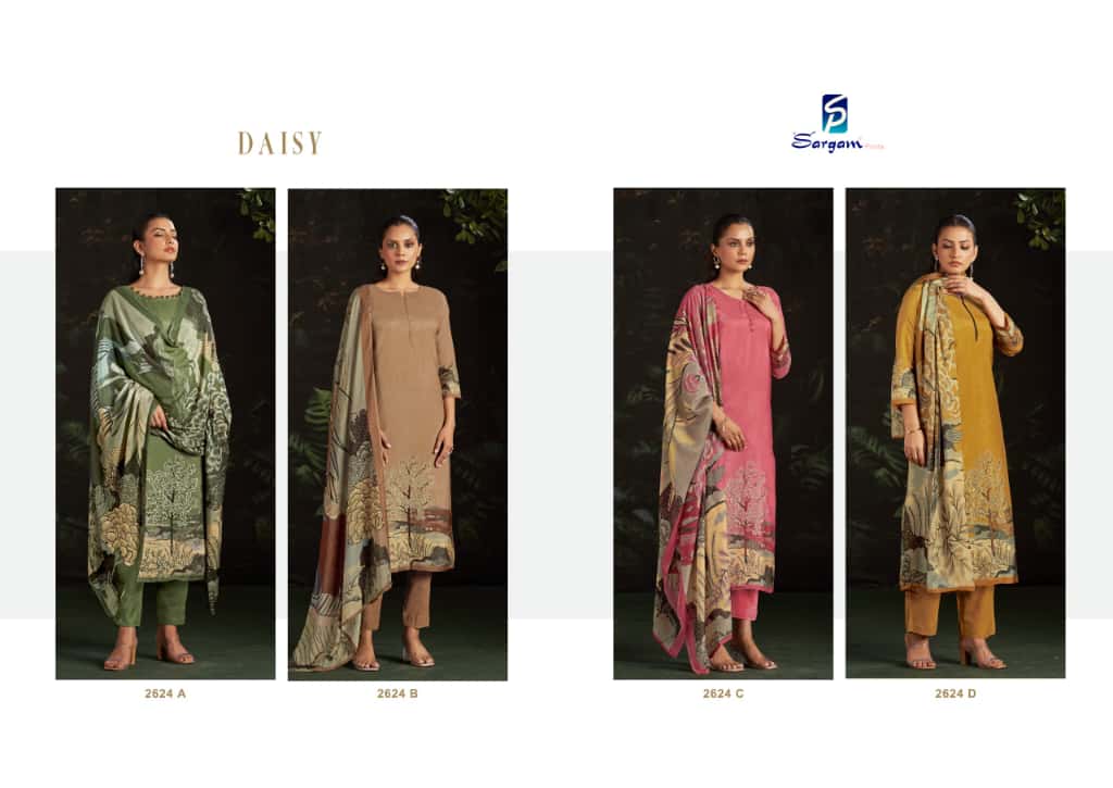 Daisy 2624 Sargam Prints Pure Muslin Pant Style Suits Wholesaler Ahmedabad