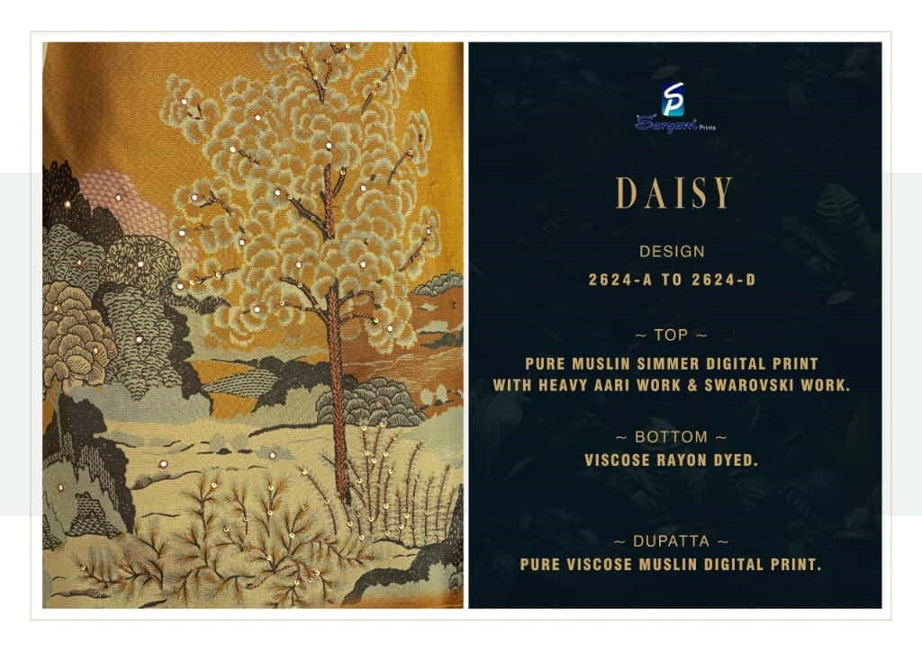 Daisy 2624 Sargam Prints Pure Muslin Pant Style Suits Wholesaler Ahmedabad