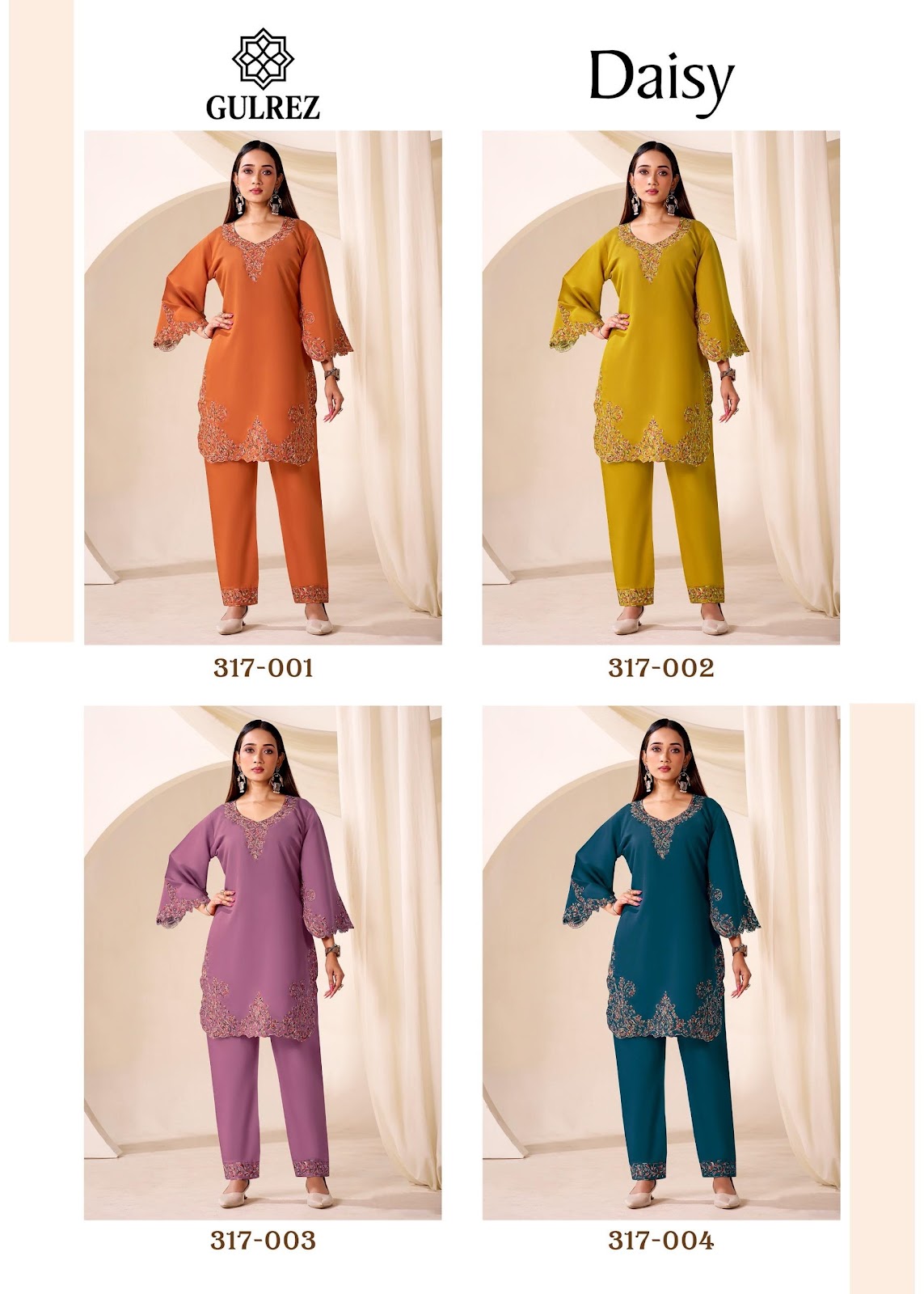 Daisy Karachi Gulrez Roman Silk Co Ord Set Wholesaler India