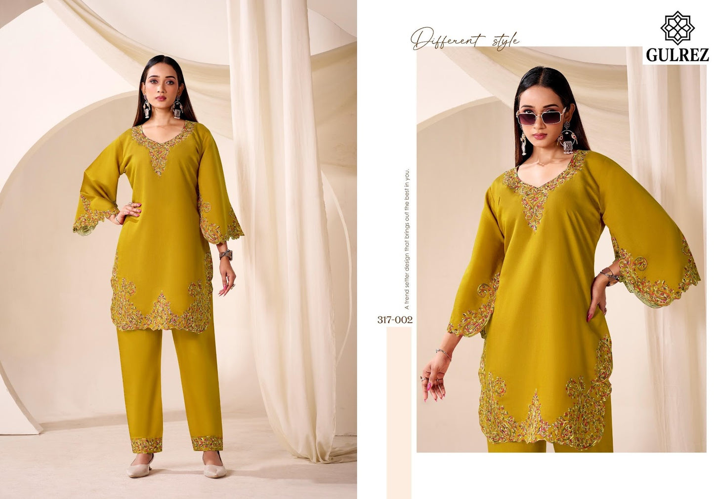 Daisy Karachi Gulrez Roman Silk Co Ord Set Wholesaler India