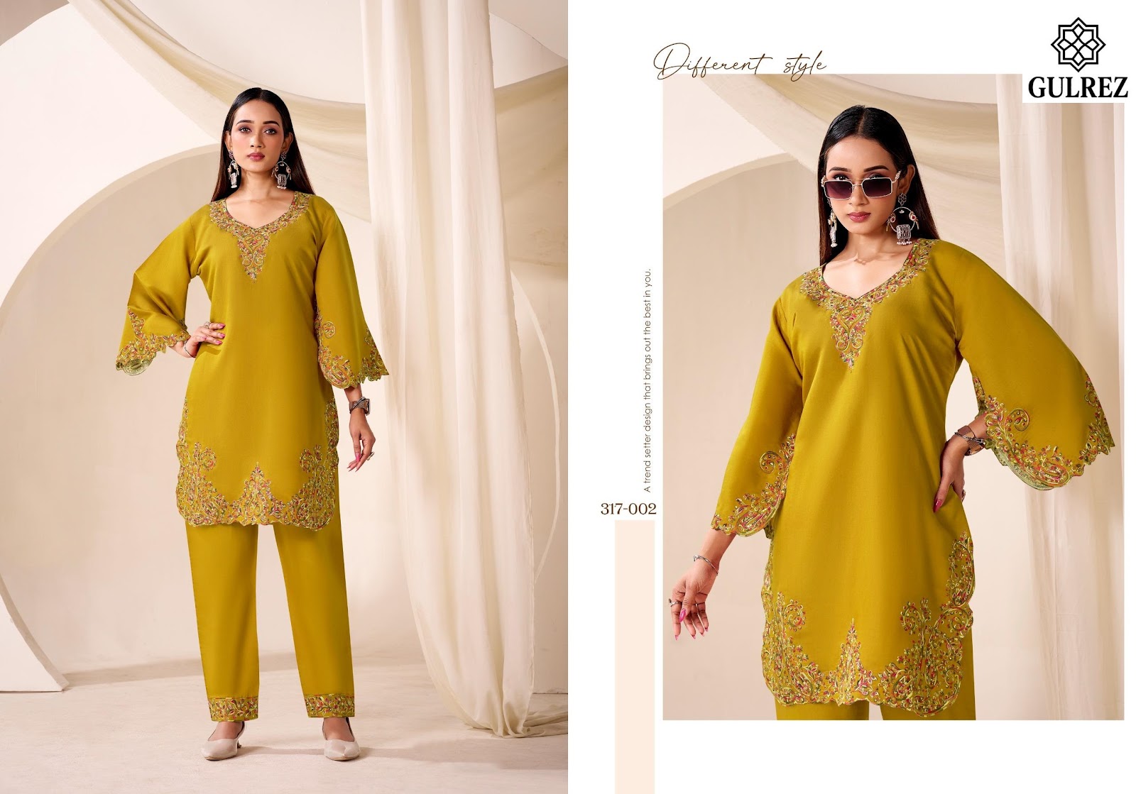Daisy Karachi Gulrez Roman Silk Co Ord Set Wholesaler India