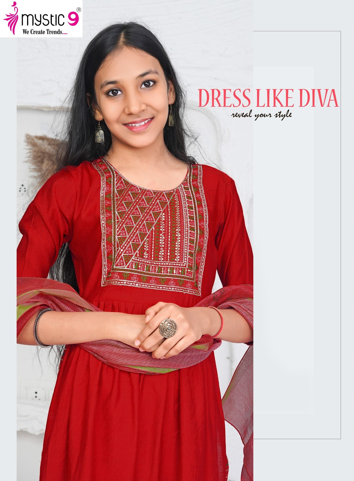 Daisy Vol 1 Mystic 9 Vertican Girls Readymade Pant Suits Wholesaler